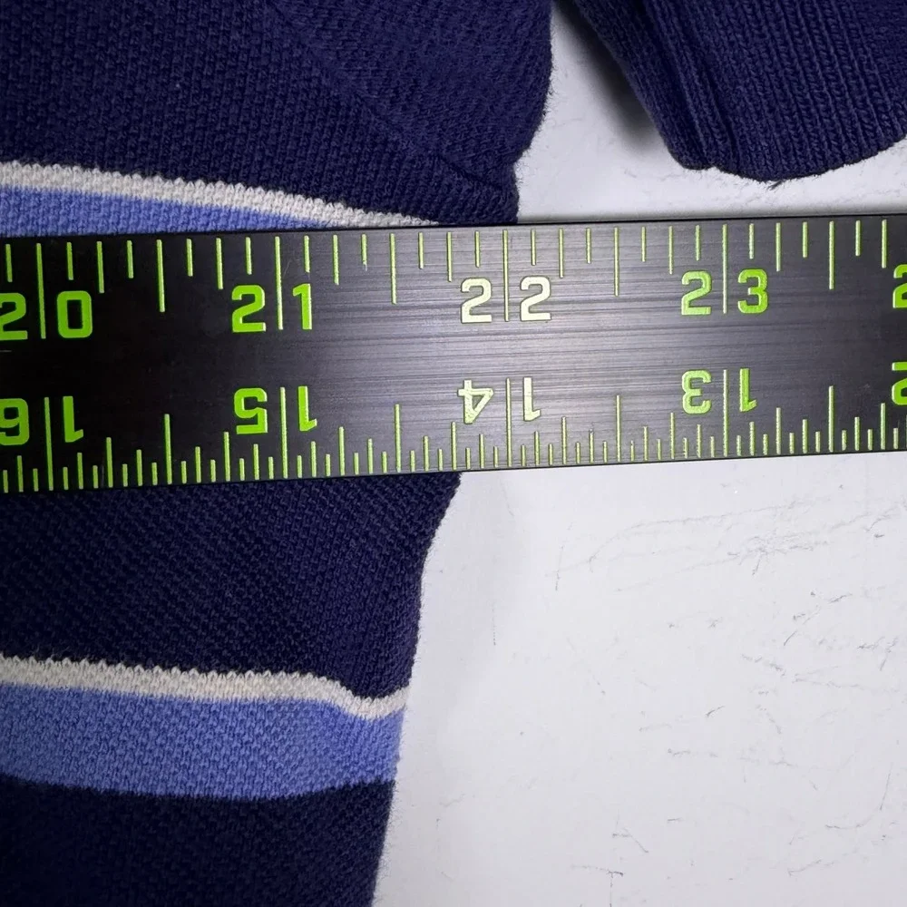 Polo‎ Ralph Lauren Polo Shirt Men M Blue Striped Cotton Short Sleeve Pony Golf